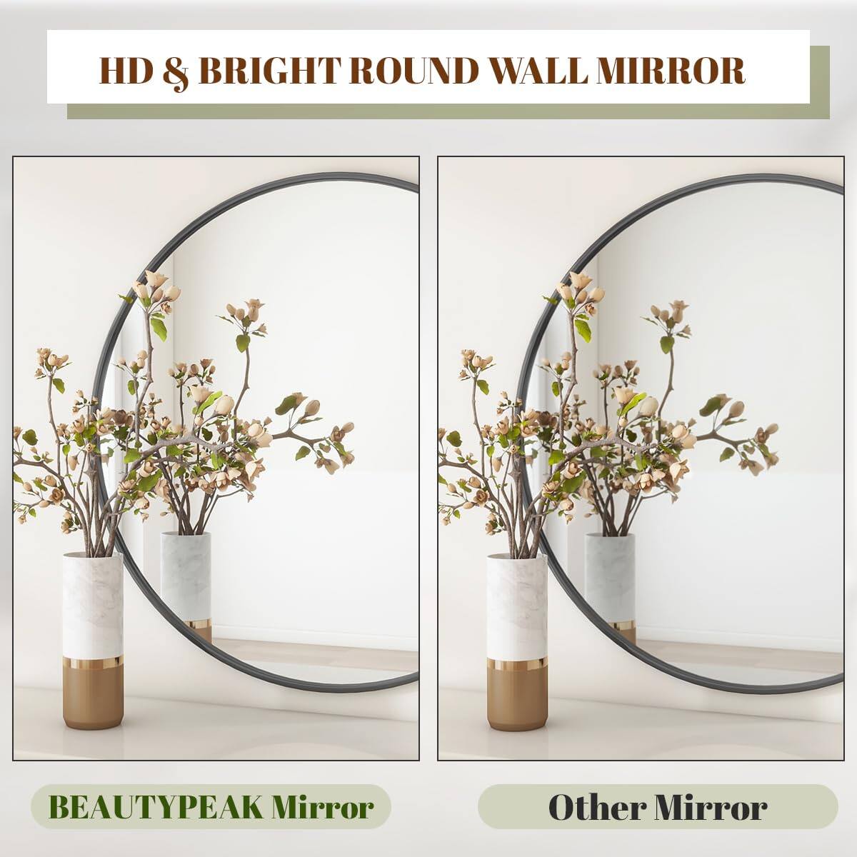 HD & BRIGHT ROUND WALL MIRROR  
BEAUTYPEAK Mirror  
Other Mirror