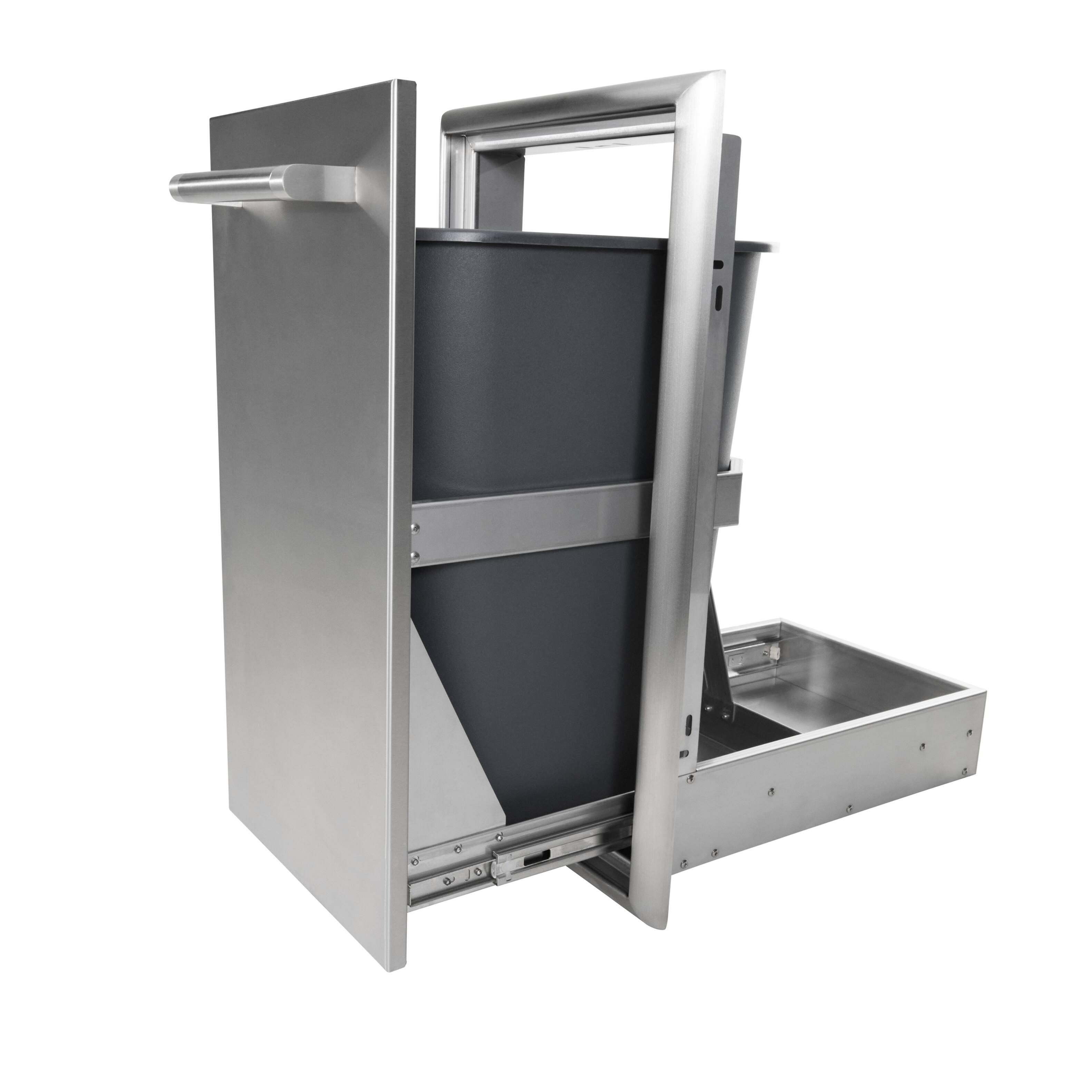 Angle. Coyote Outdoor Living - Coyote Outdoor Living 15" Single Pull Out Trash and Recycle - Stainless Steel.