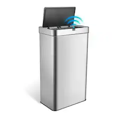Front. Innovaze - 18 Gallon Stainless Steel Rectangular Motion Sensor Trash Can for Kitchen - Silver.
