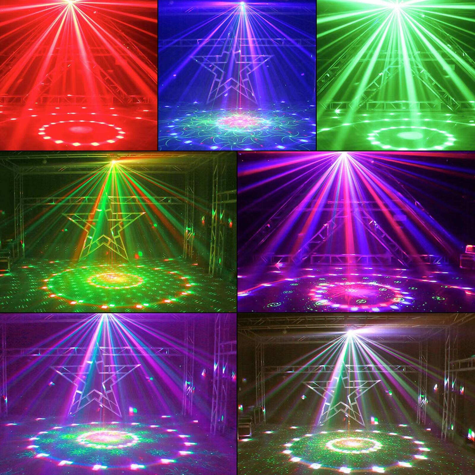 Alt View 7. Topteng - 4-in-1 RGB Disco Light – Magic Ball, Beam, Strobe & UV, DMX512, 14CH, Sound Active, Fit for DJ, Party & Club Stage - Black.