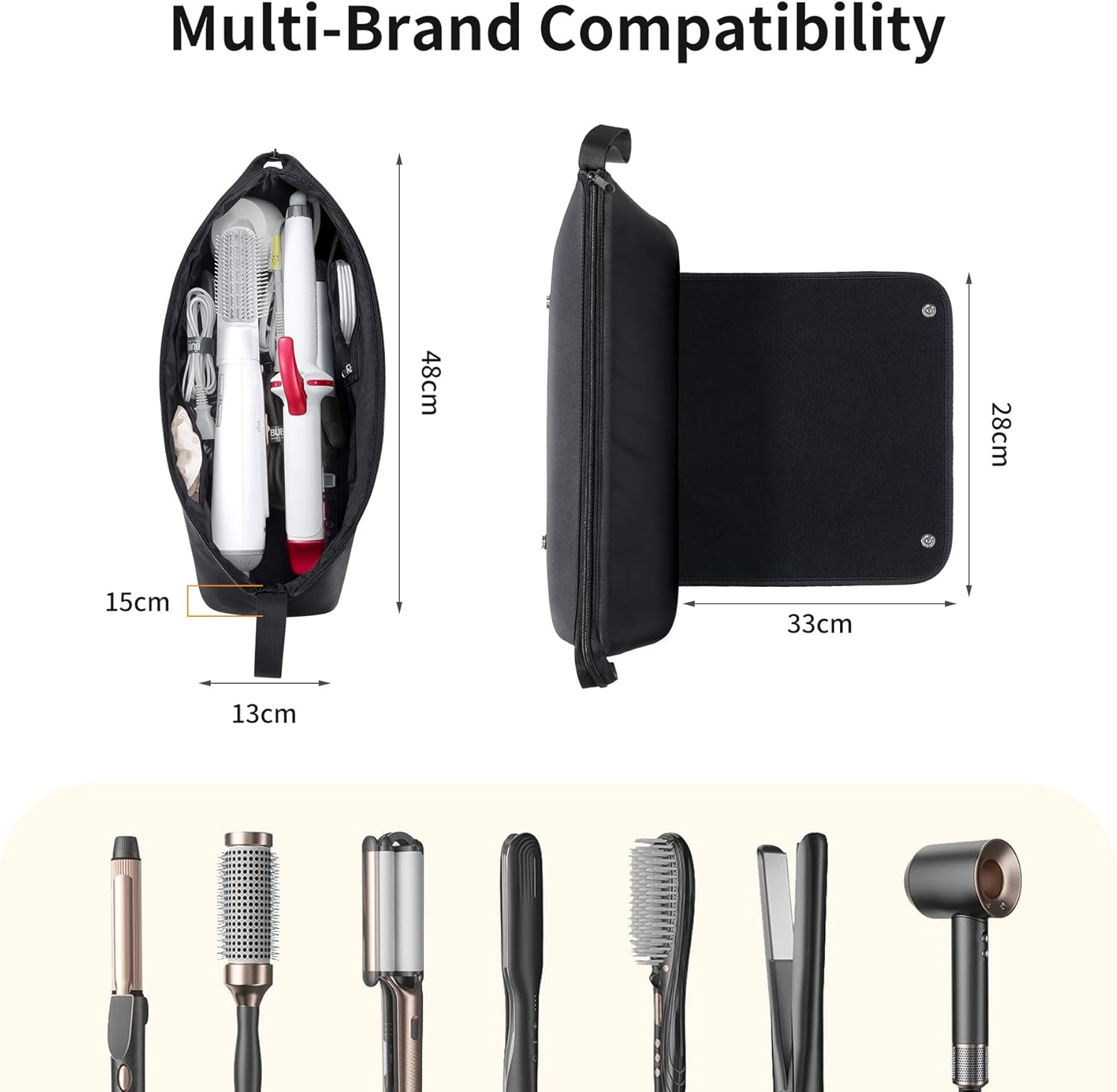 Multi-Brand Compatibility, 48cm, 28cm, 15cm, 33cm, 13cm