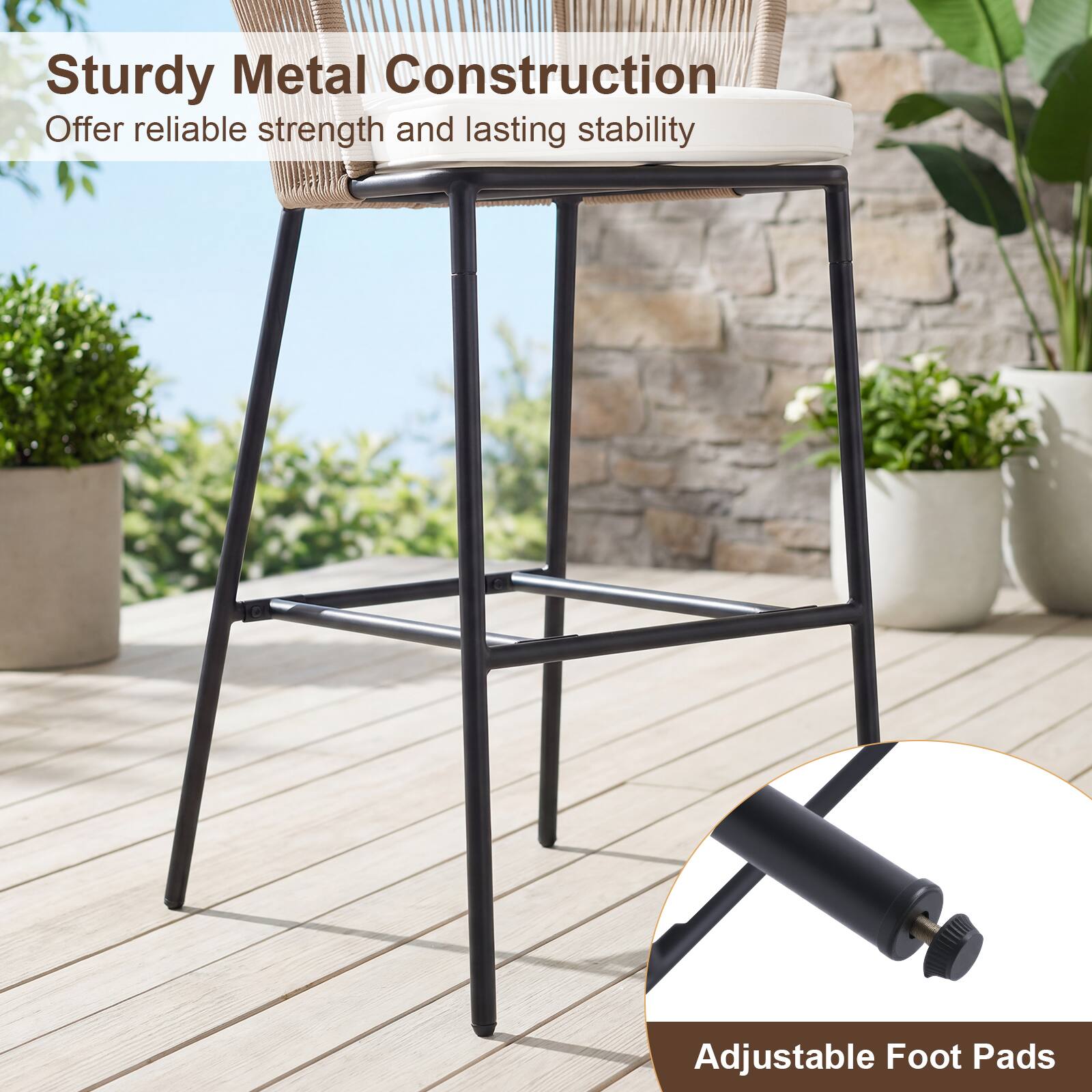 Sturdy Metal Construction  
Offer reliable strength and lasting stability  

Adjustable Foot Pads