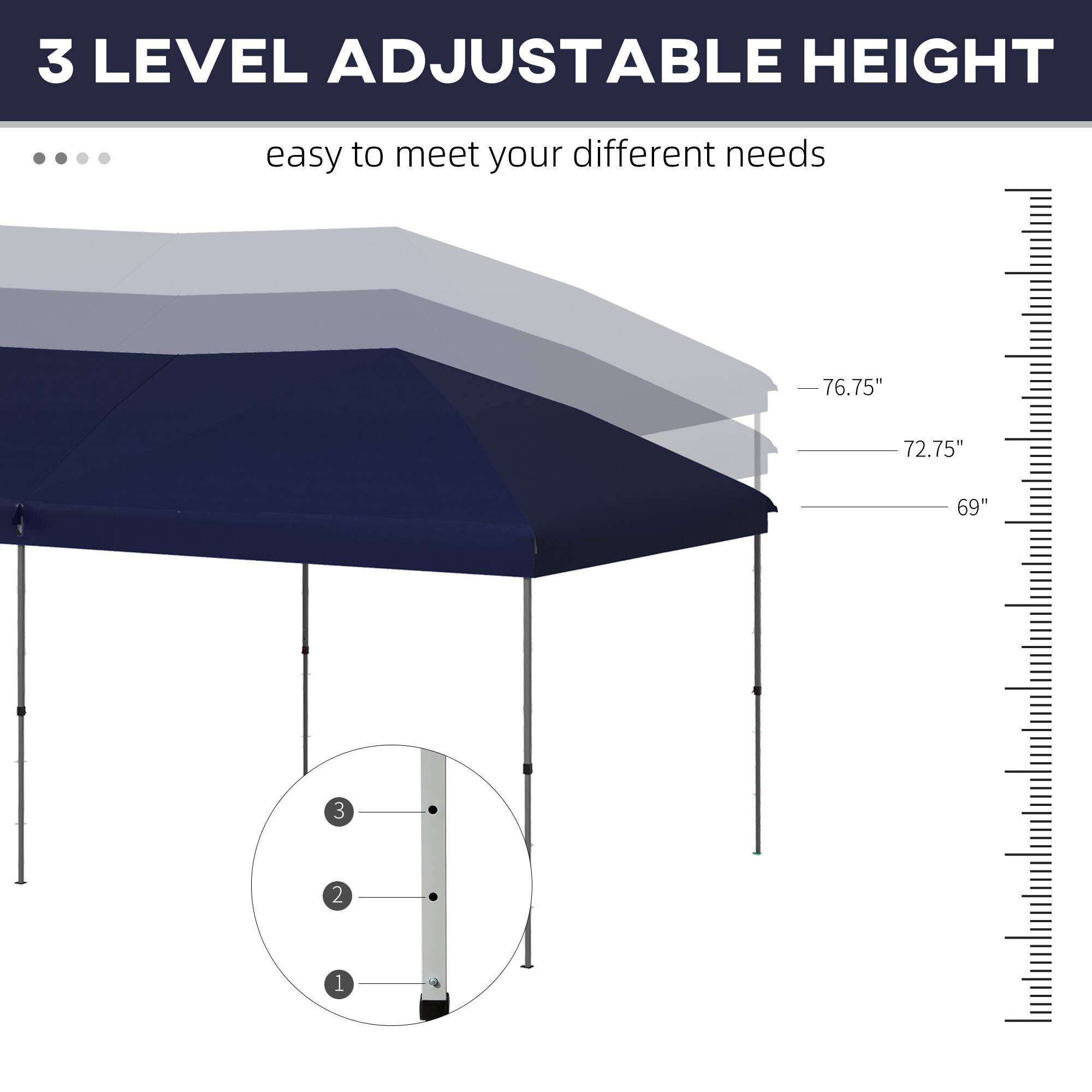 3 LEVEL ADJUSTABLE HEIGHT

easy to meet your different needs

76.75"
72.75"
69"