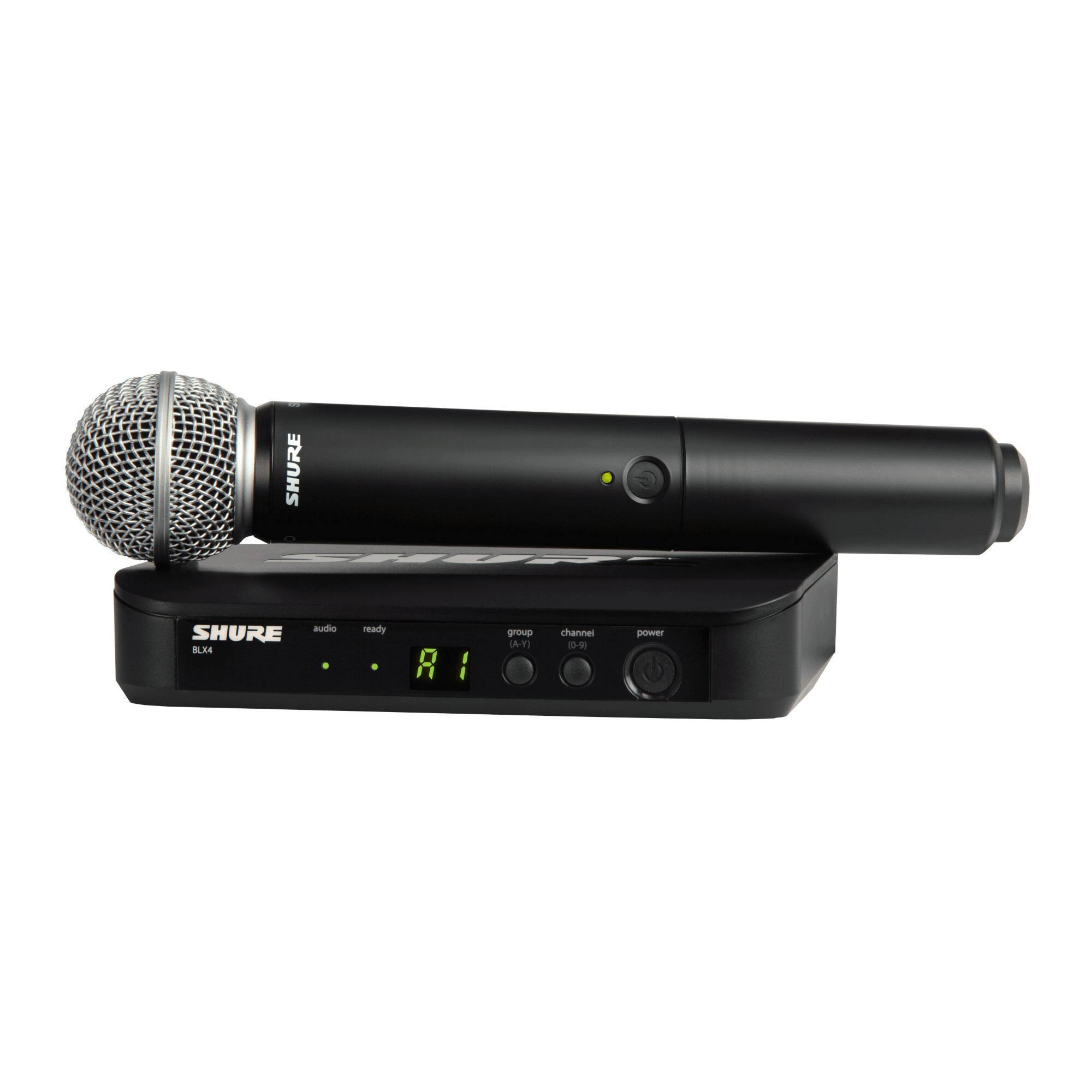 SHURE audio ready  
SHURE BLX4  
group (4-1)  
channel 10  
power