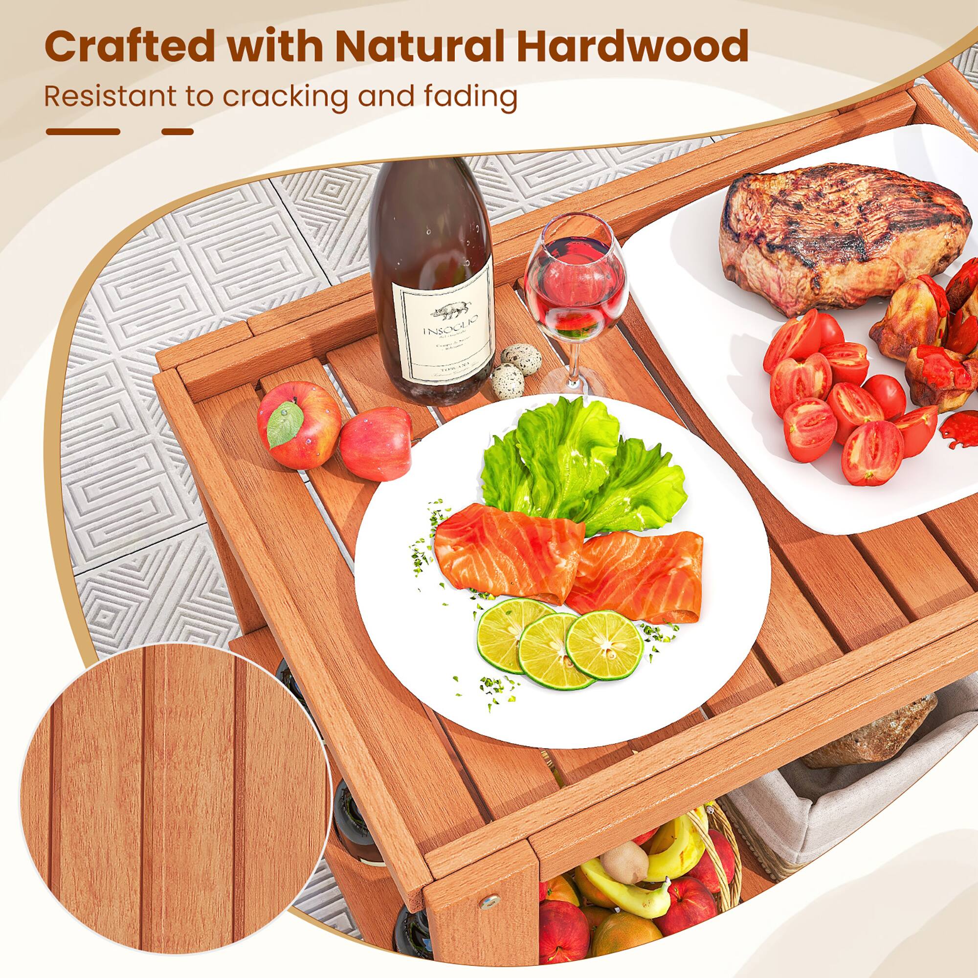 Crafted with Natural Hardwood  
Resistant to cracking and fading
