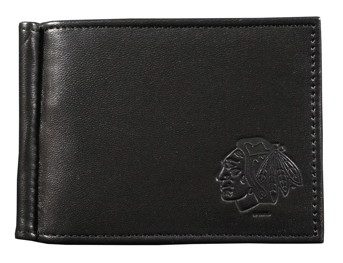 Rico Industries - Chicago Blackhawks Hockey RFID Blocking Shield Black Leather Moneyclip Wallet - Multi
