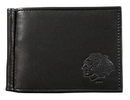 Rico Industries - Chicago Blackhawks Hockey RFID Blocking Shield Black Leather Moneyclip Wallet - Multi