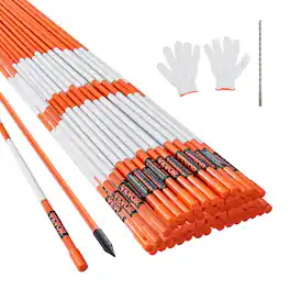 VEVOR - Driveway Markers, 100 PCS 48 inch, 0.31 inch Diameter, Orange Fiberglass Poles Snow Stakes with Reflective Tape - Orange;White