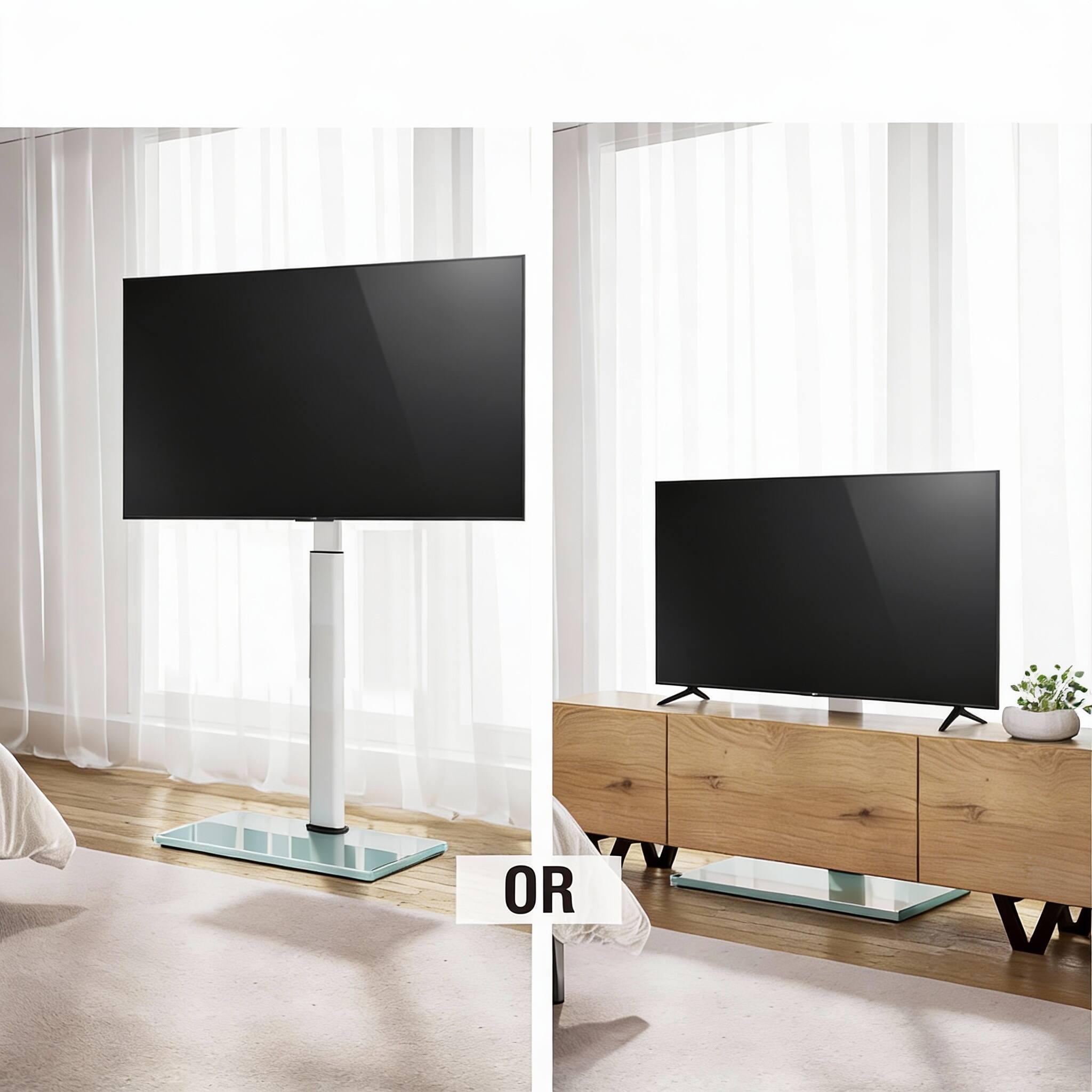 Alt View 2. Frangdom - Swivel Floor Stand 43"-75" 10-Level Height Corner Mount - White for 43"-75".