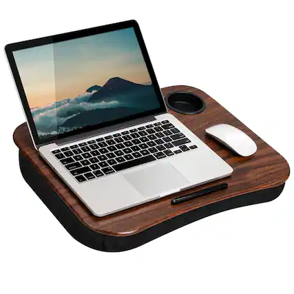 Front. LapGear - Cup Holder Lap Desk for 14" Laptop - Espresso Woodgrain.