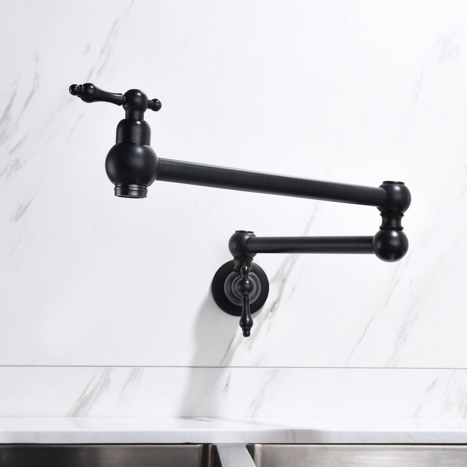 Alt View 2. Siljoy - Pot Filler Faucet Wall Mount - Matte Black.