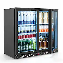 VEVOR - Back Bar Cooler, 7.4 Cu. Ft Commercial Beverage Refrigerator, Under Counter Bar Fridge with 2 Glass Doors, LED Lighting - Black