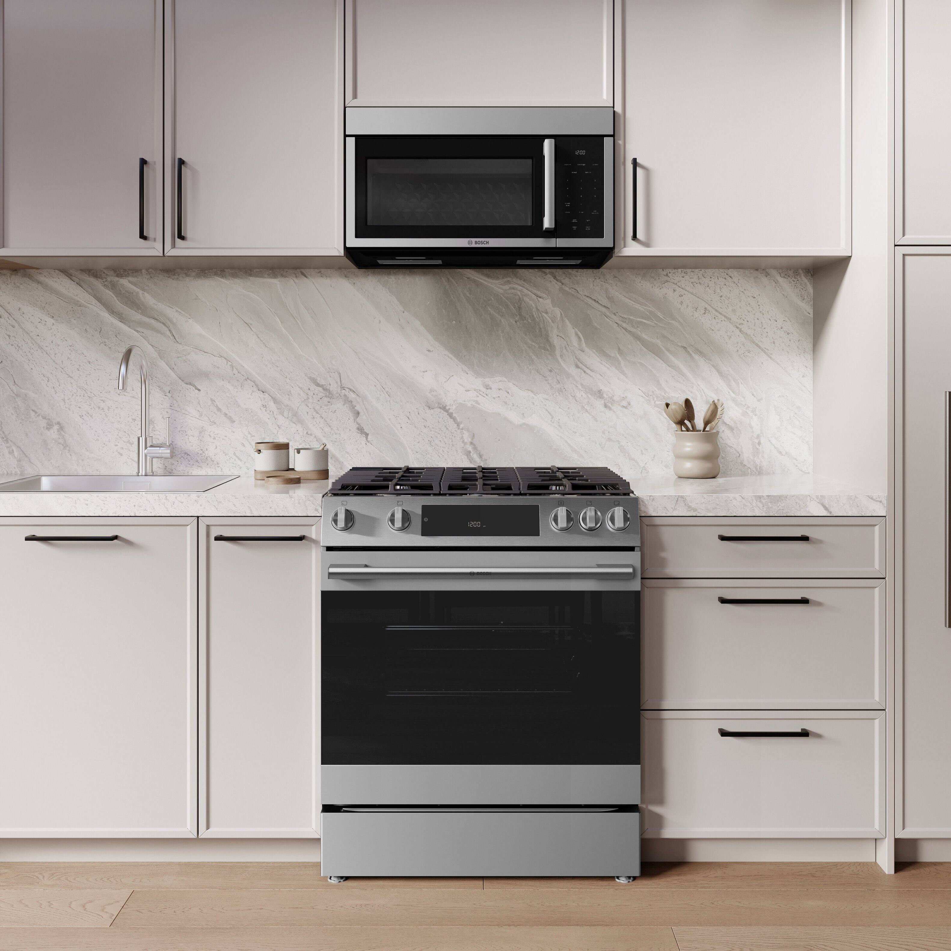 Alt View 3. Bosch - 300 Series 5.8 Cu. Ft. Slide-In Gas Convection Range - Stainless Steel.