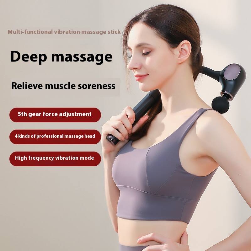 Multi-functional vibration massage stick  
Deep massage  
Relieve muscle soreness  
5th gear force adjustment  
4 kinds of professional massage head  
High frequency vibration mode