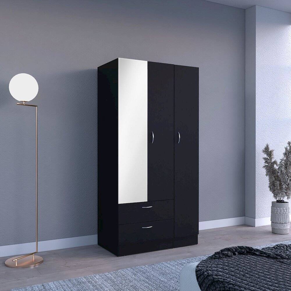 Alt View 2. TuHome - Riverside Armoire Black MDF - White.