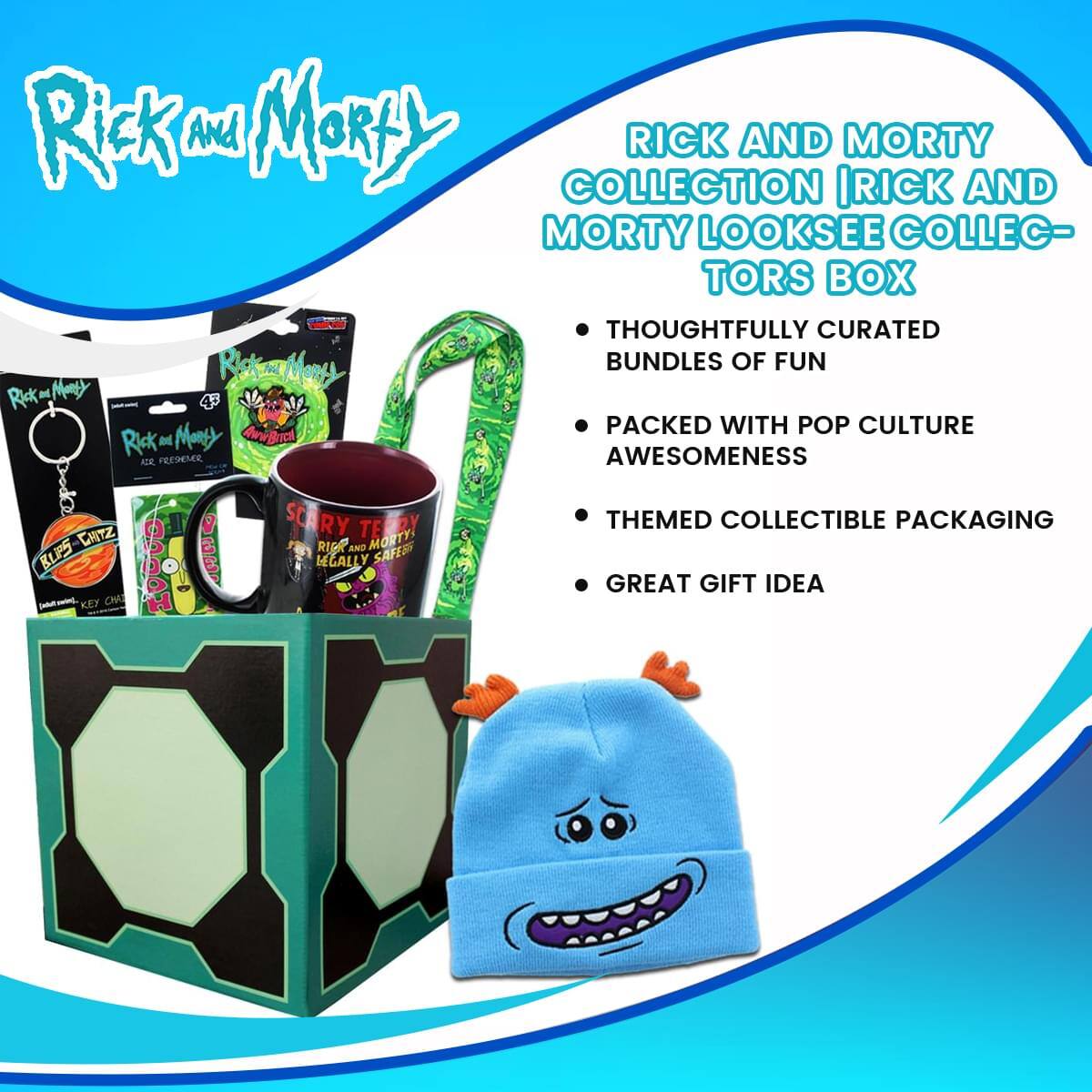 Rick And Morty Collection | Rick And Morty Looksee Collectors Box

- Thoughtfully Curated Bundles of Fun
- Packed with Pop Culture Awesomeness
- Themed Collectible Packaging
- Great Gift Idea