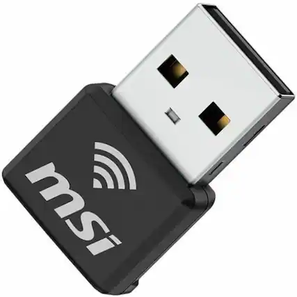 Front. MSI - MSI GUAX18N IEEE 802.11 a/b/g/n/ac/ax Dual Band Wi-Fi Adapter for Computer, Notebook - USB 2.0 - 1.73 Gbit/s - 2.40 GHz - Unknown.