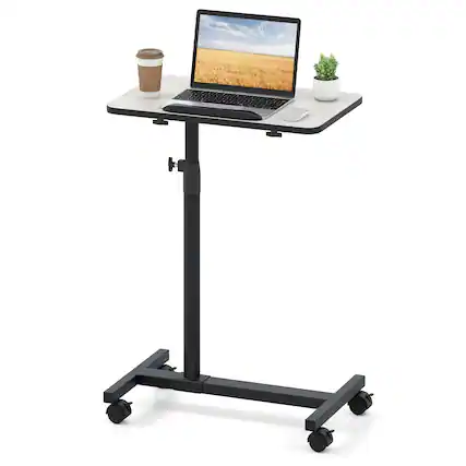 Front. Costway - Costway Overbed Rolling Table Over Bed Laptop Tray Tilting Top - Gray.
