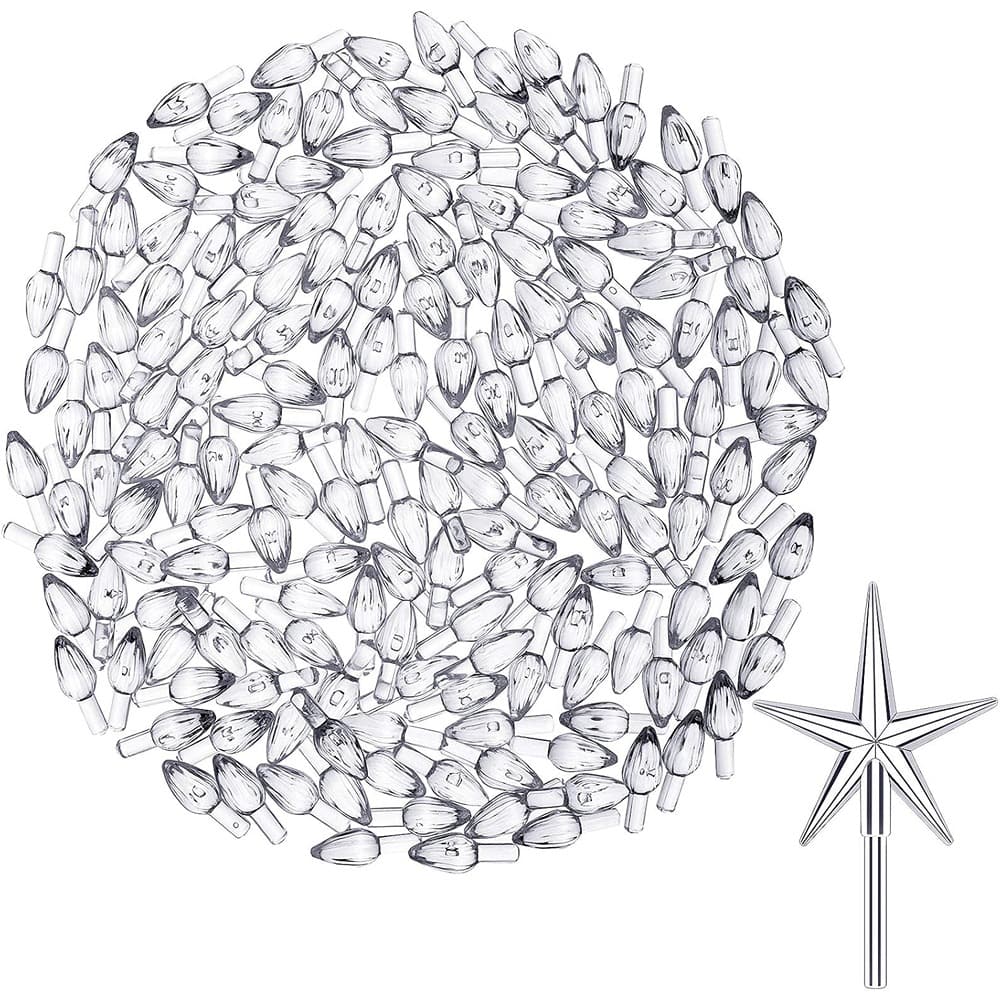 Schertz - 201-Piece Plastic Ceramic Christmas Tree Replacement Lights – Bulbs, Ornaments, and Star Shapes - White