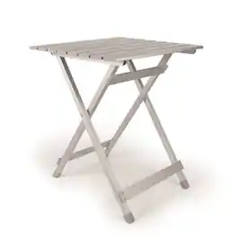 Camco - Large Durable Aluminum Fold Away Multi Use Outdoor Side Table - Silver
