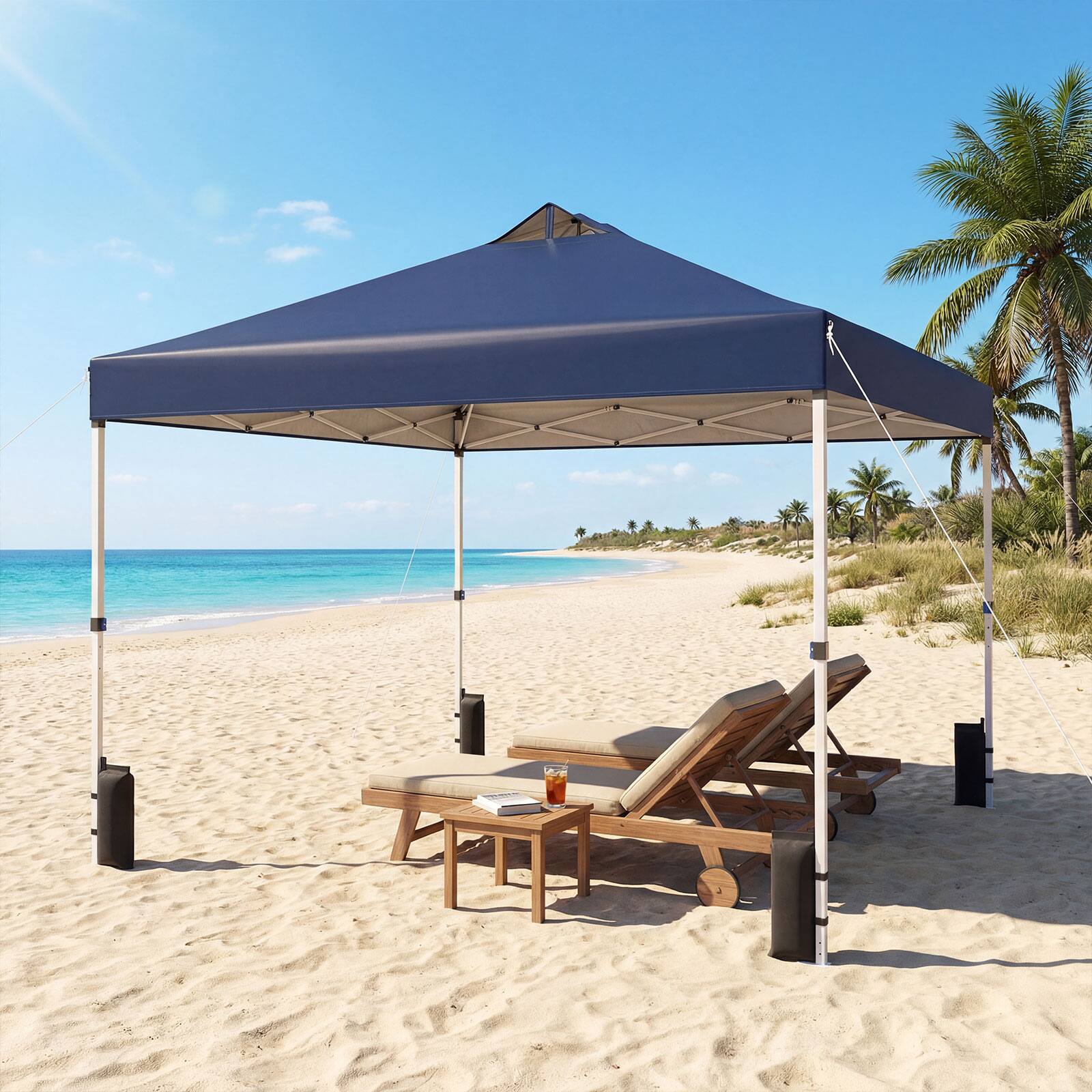 Alt View 1. Gymax - Gymax 10x10 FT Pop up Canopy Tent Wheeled Carry Bag 4 Canopy Sand Bag Blue - Blue.