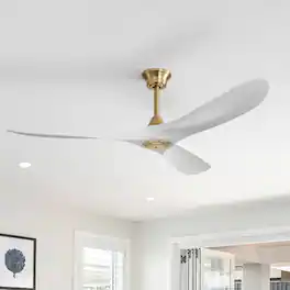 Sofucor - 60'' Low Profile Smart Ceiling Fan No Light, Remote/APP/Voice Control Work with Alexa Google fr Indoor Outdoor Farmhouse - Gold- white