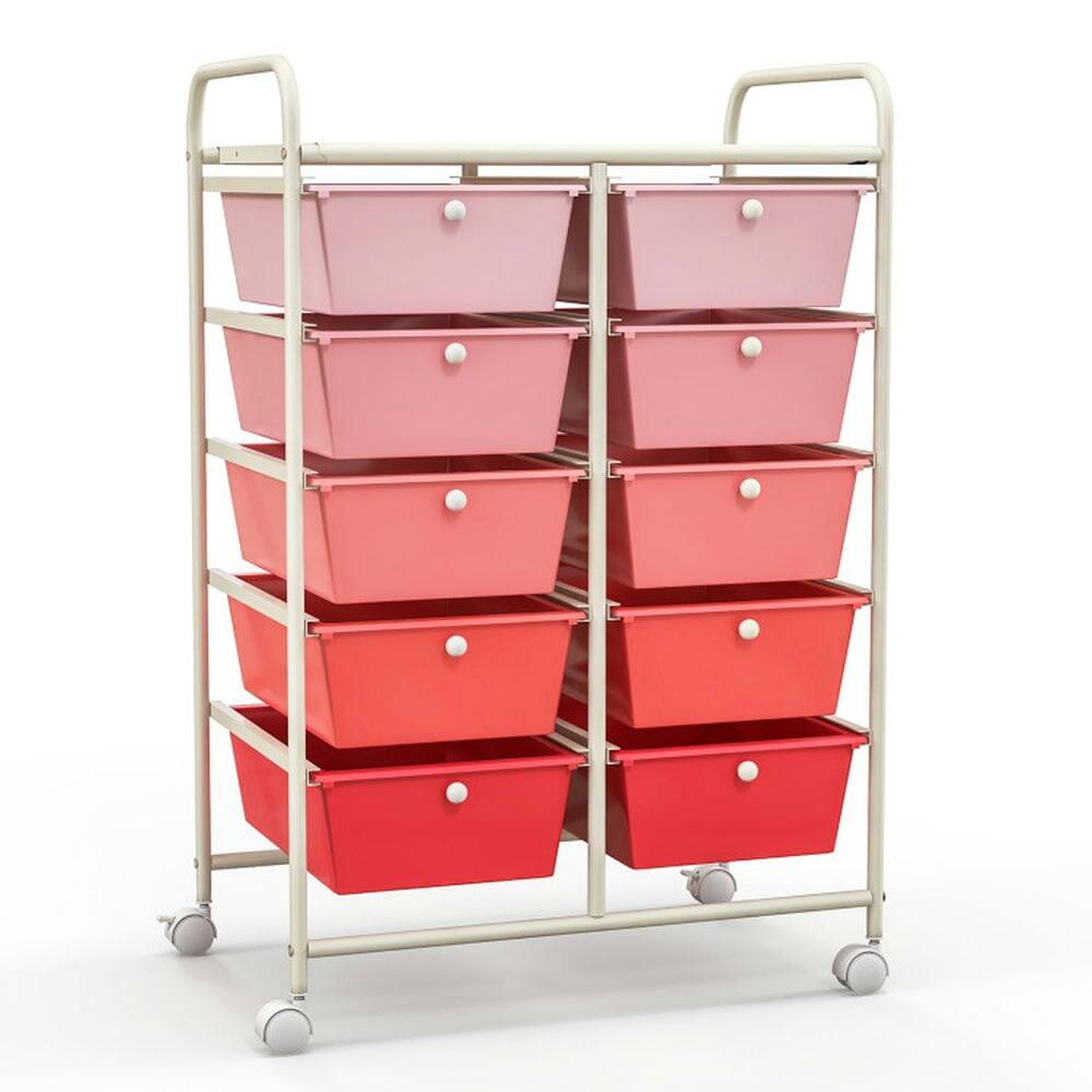 Alt View 5. Pefilos - 10-Drawer Rolling Storage Cart-Pink, Craft Organizers and Storage, Multipurpose Organizer Cart for Home, Office, School - Pink.