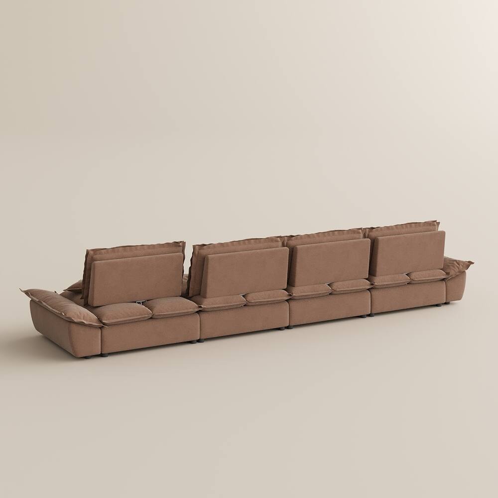 Alt View 9. POVISON - 182.67" Modern Deep Sofa with Adjustable Backrest - Brown Suede Fabric.