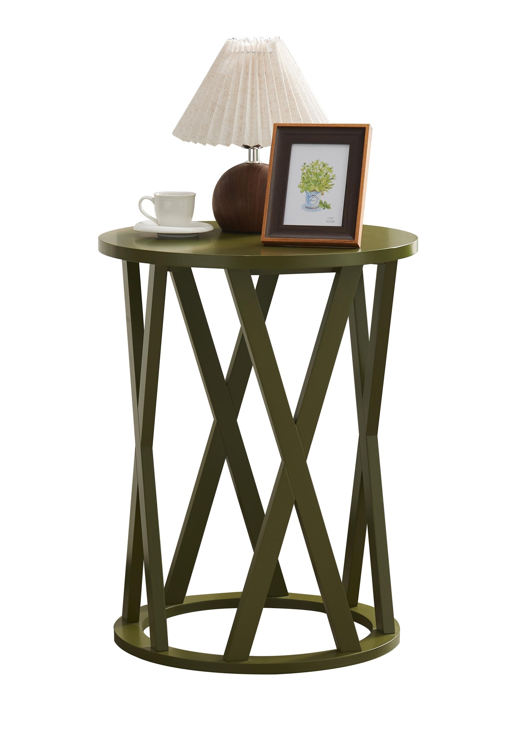 Angle. Kings Brand Furniture - Kings Brand Furniture Emma Side End Table - Modern Round Farmhouse Accent Table - Open White.