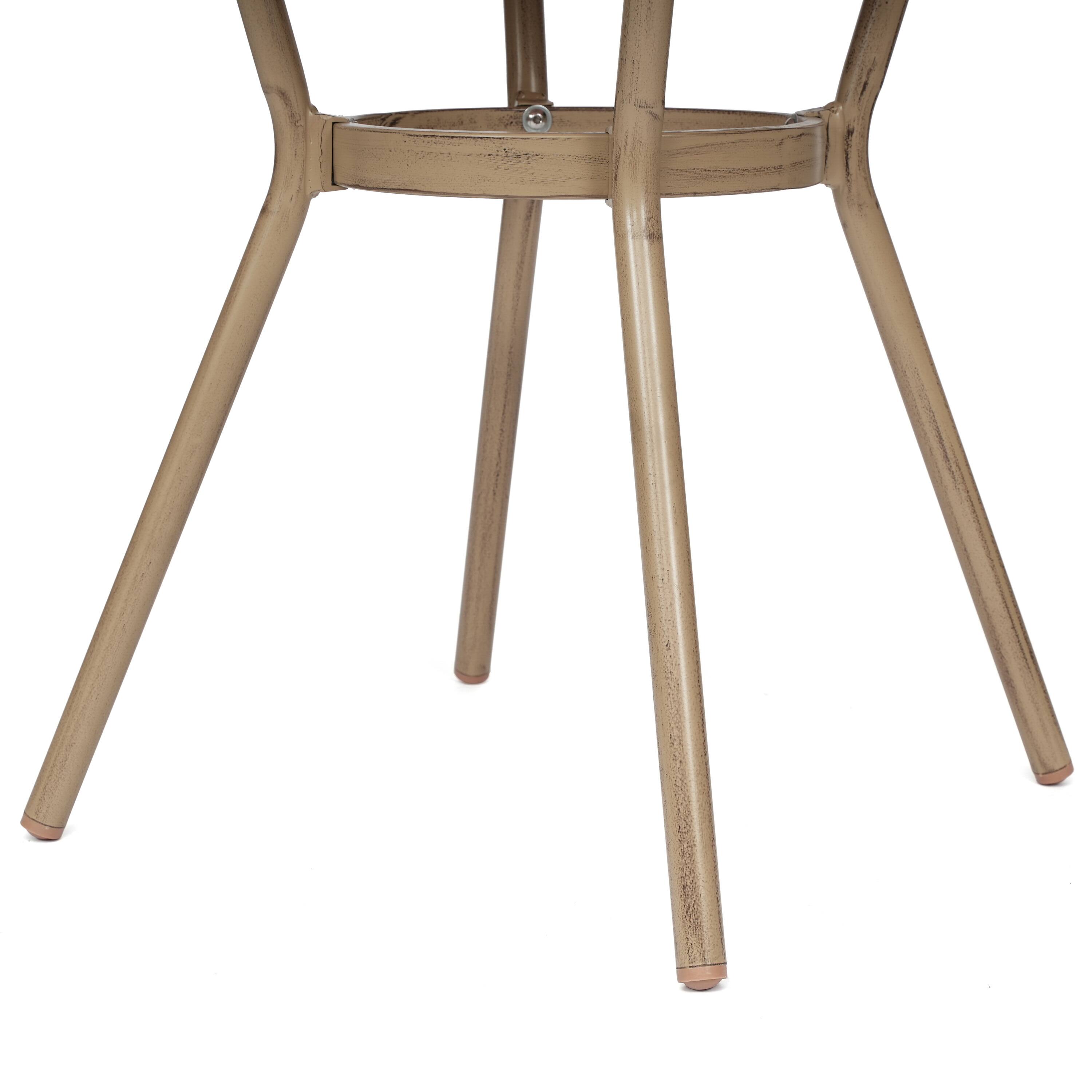 Alt View 9. Emma + Oliver - Colmar Indoor/Outdoor Bistro Style 31.5 in. Table with PE Rattan, Glass Top, and Bamboo Finished Metal Frame - Natural & White Rattan/Light Natural Frame.