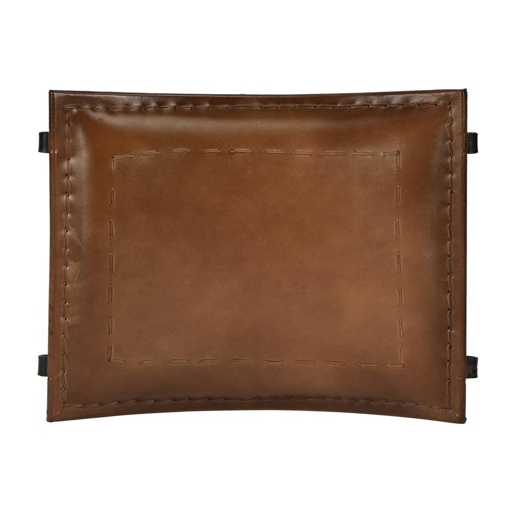 Angle. Butler Specialty - Melton Leather 21.5"W Stool - Medium Brown.