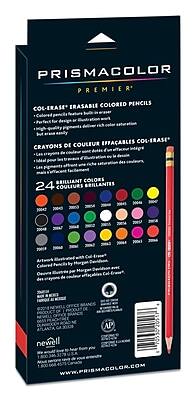 PRISMACOLOR PREMIER  
COL-ERASE ERASABLE COLORED PENCILS  
CRAYONS DE COULEUR EFFACABLES COL-ERASE  

24 BRILLIANT COLORS  
24 COULEURS BRILLANTES  

Art-Tourmaline Blended with Col-Erase  
Colored Pencils by Morgan Design  
Crayons de couleur effaçables Col-Erase  

www.prismacolor.com  

newell  
www.prismacolor.com