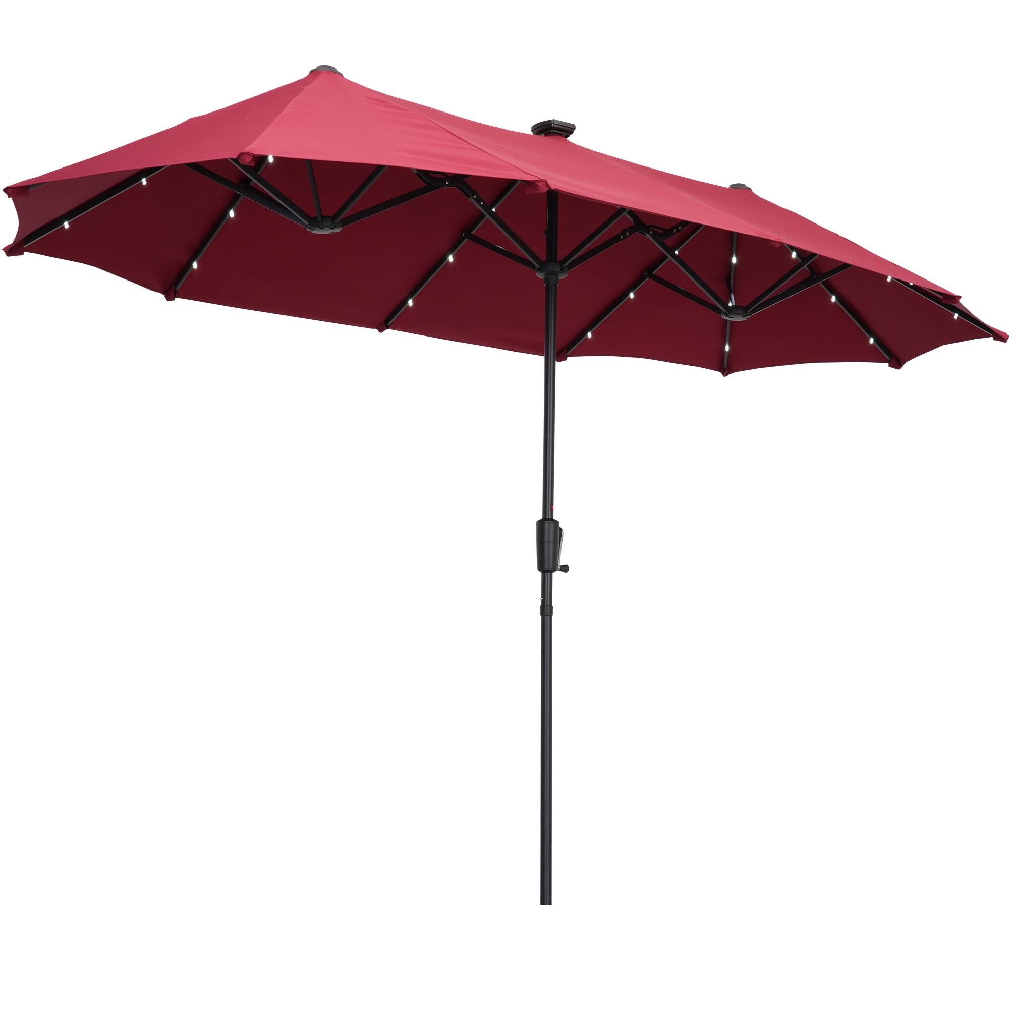 Back. Ainfox - Ainfox 13ft Patio Umbrella Outdoor Umbrella With Led Lights - Red.