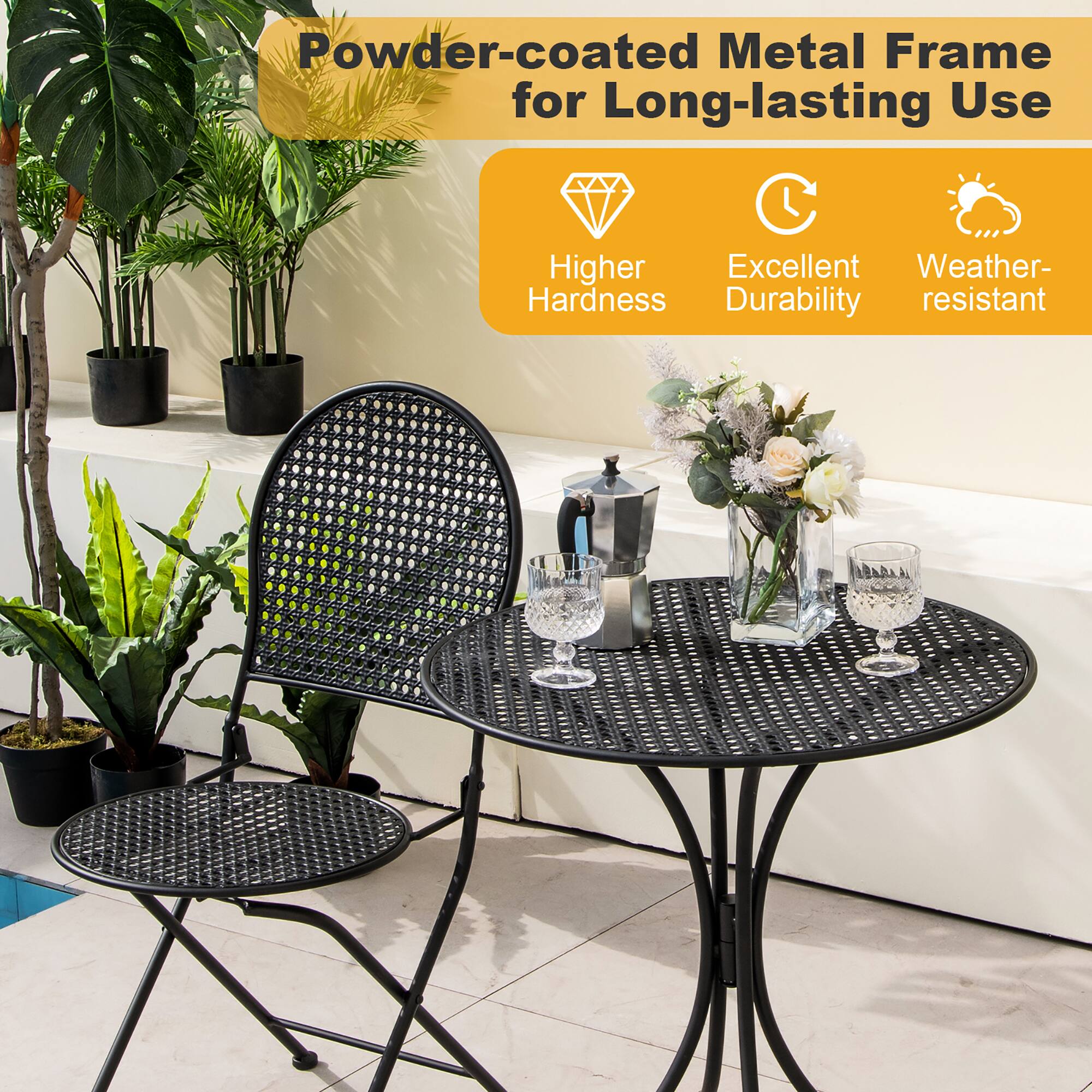 Powder-coated Metal Frame for Long-lasting Use

- Higher Hardness
- Excellent Durability
- Weather-resistant