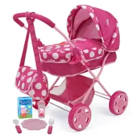 509 Crew - Peppa Pig Baby Classic Doll Pram Set - Pink & White Dots - Fits Dolls Up To 18" - Front_Zoom