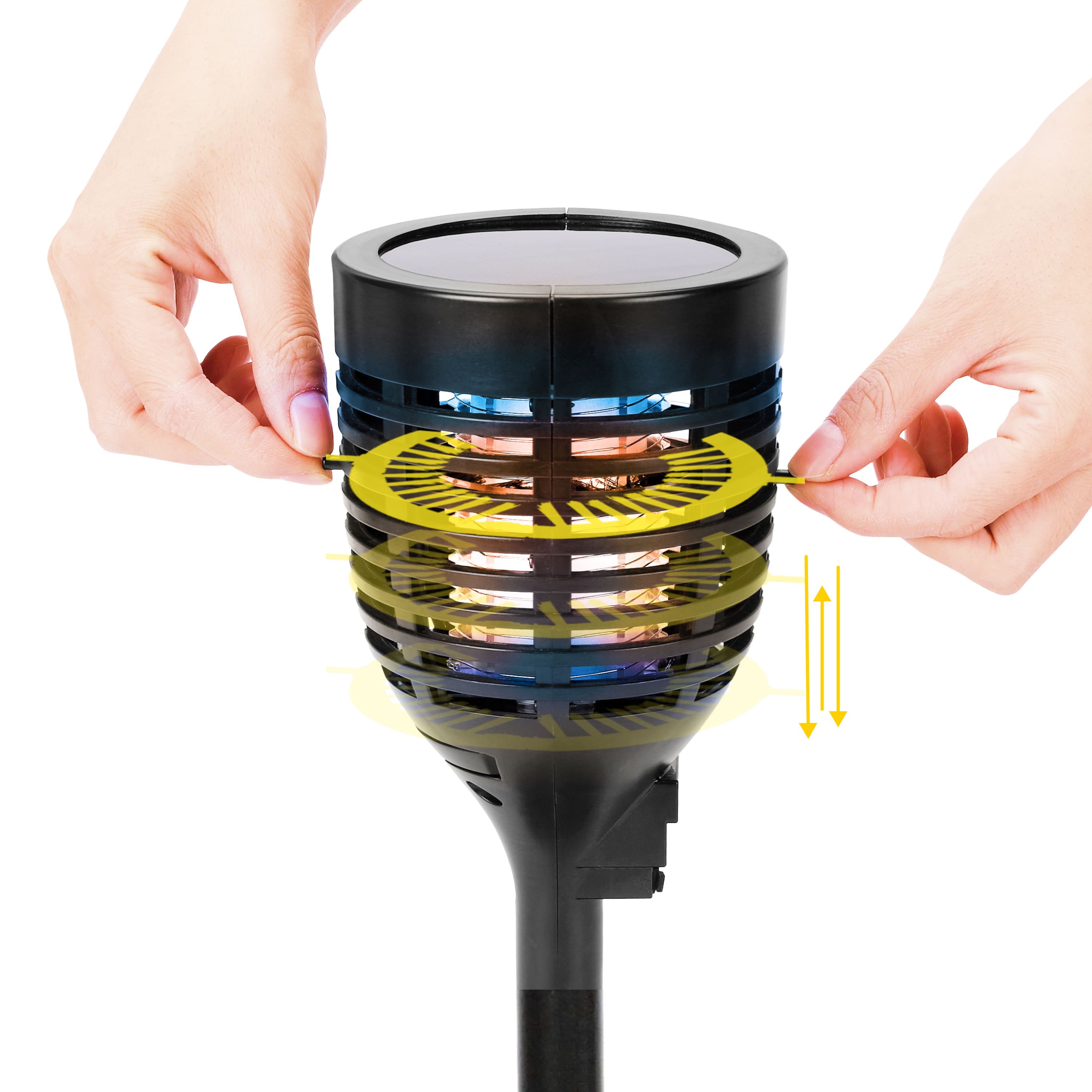 Techko Maid - Solar Bug Zapper Torch with 360º Easy-Clean Brush - Black