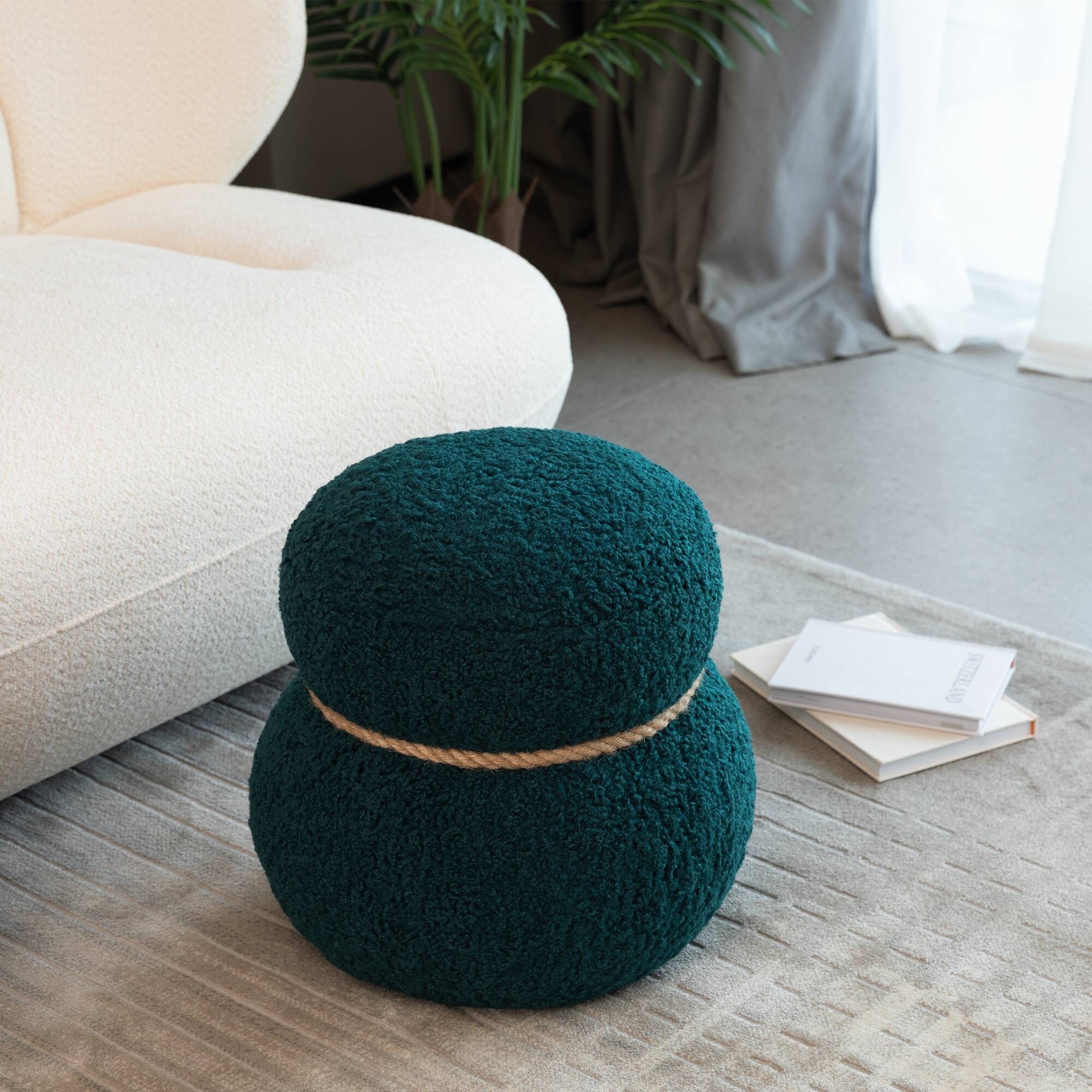 Alt View 1. GOODSILO - Adorable Plush Snowman Stool with Soft Cushion - Compact Seating Solution for Home Decor and Play Areas - Blackish Green.