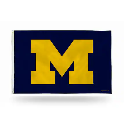 Front. Rico Industries - Michigan Wolverines 3x5 Banner Flag with grommets for hanging - Multi.