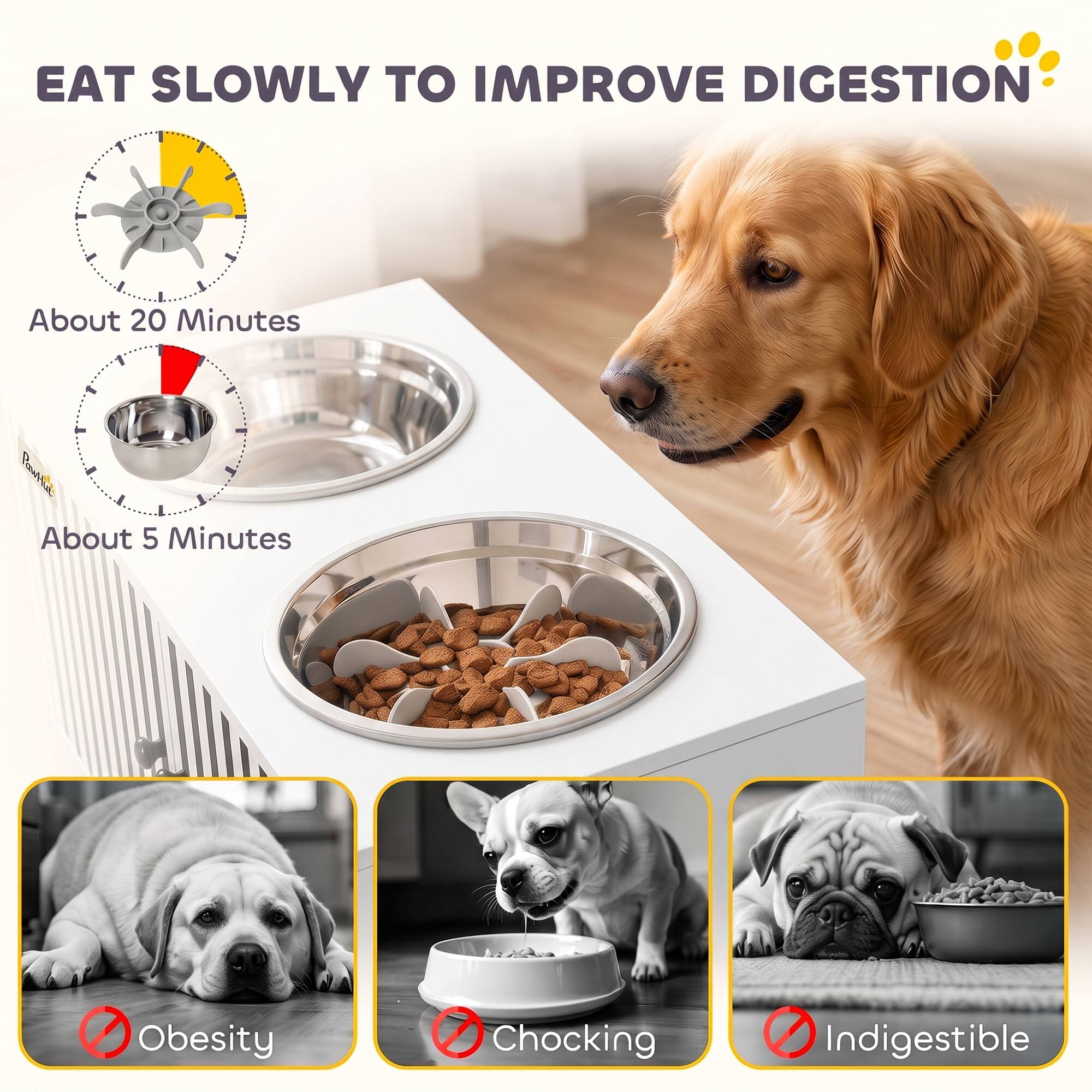 EAT SLOWLY TO IMPROVE DIGESTION

About 20 Minutes

About 5 Minutes

Obesity

Choking

Indigestible