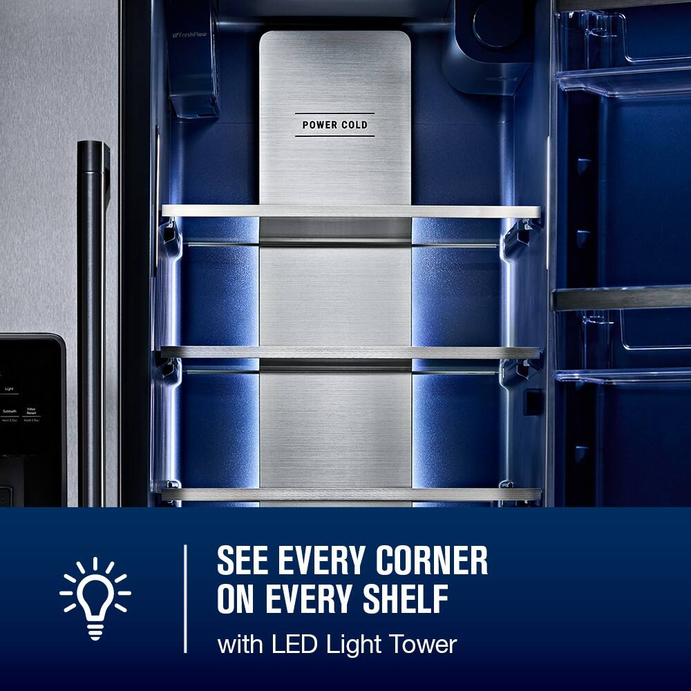 POWER COLD SEE EVERY CORNER ON EVERY SHELF with LED Light Tower