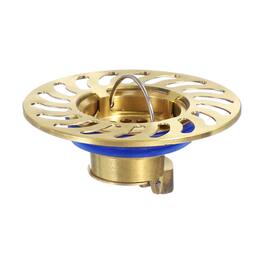 Unique Bargains - Odor Proof Brass Floor Drain Cover Shower Plug Drain Backflow Preventer for 1.3-1.7" Caliber Pipes Tubes Bathroom - Gold