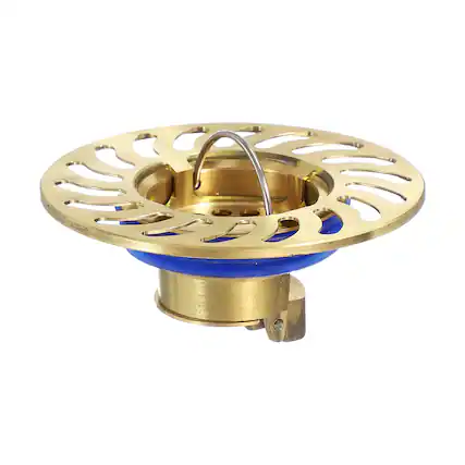 Front. Unique Bargains - Odor Proof Brass Floor Drain Cover Shower Plug Drain Backflow Preventer for 1.3-1.7" Caliber Pipes Tubes Bathroom - Gold.