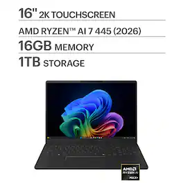LG - gram Book 16" 120Hz Touch-Screen Laptop WUXGA AMD Ryzen AI 7 445 Processor with 16GB RAM - 1TB SSD - Titan Black