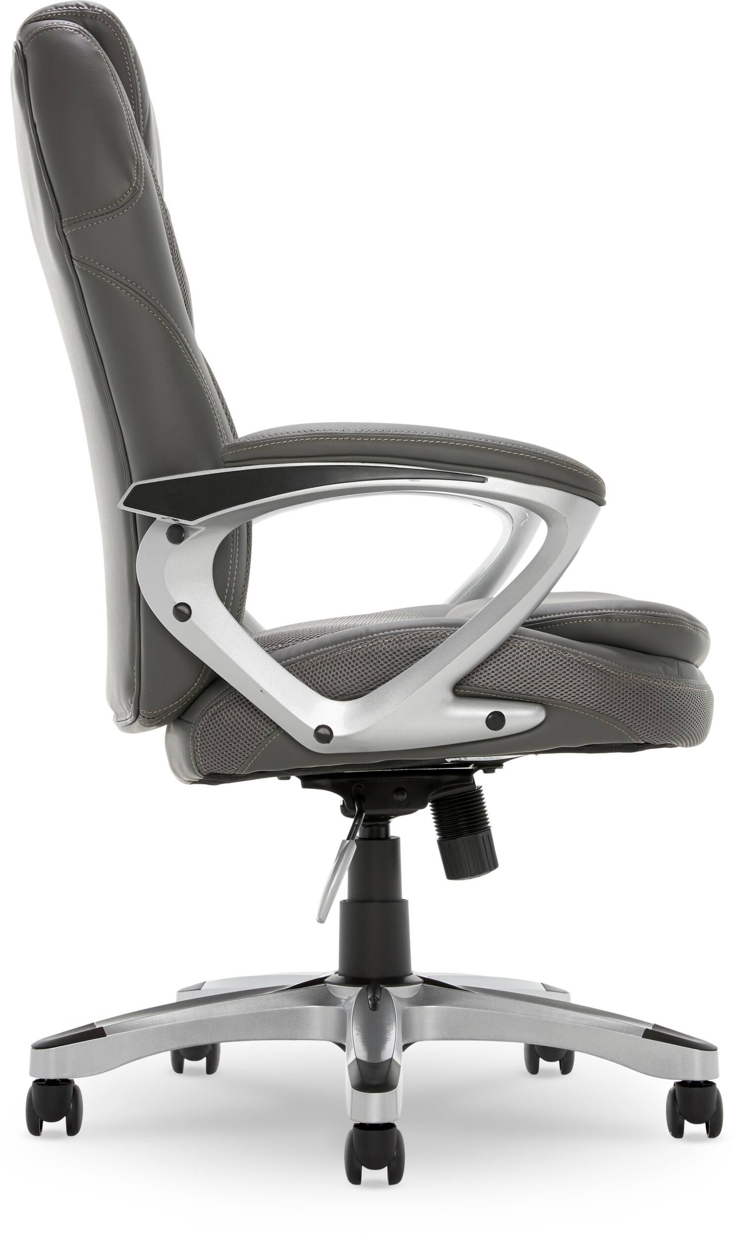 Alt View 18. Serta - Executive Office Chair with Ergonomic Lumbar Support Padded Arms Modern Computer Chair Swivel Leather and Mesh - Duo Gray.