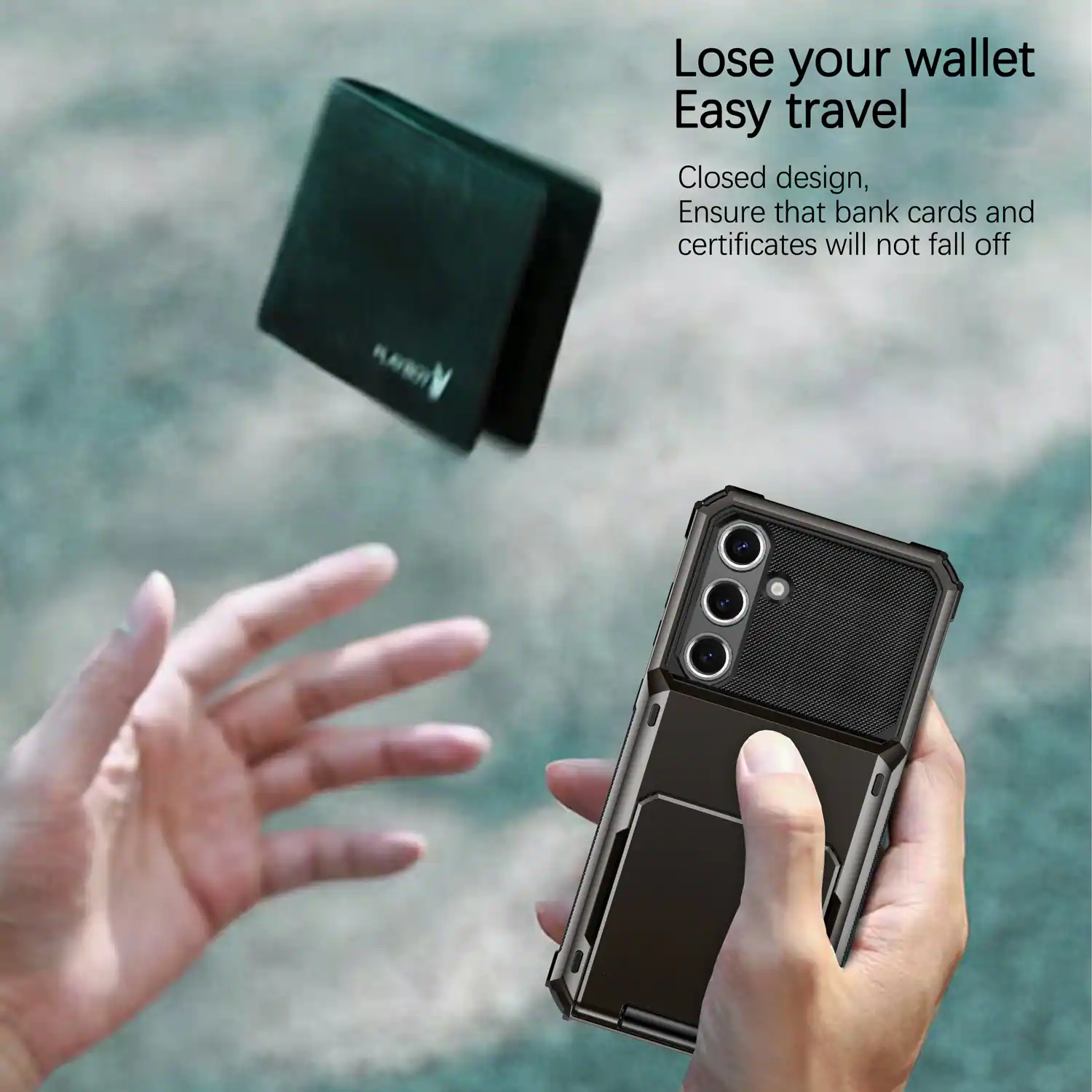 Lose your wallet  
Easy travel  

Closed design,  
Ensure that bank cards and certificates will not fall off