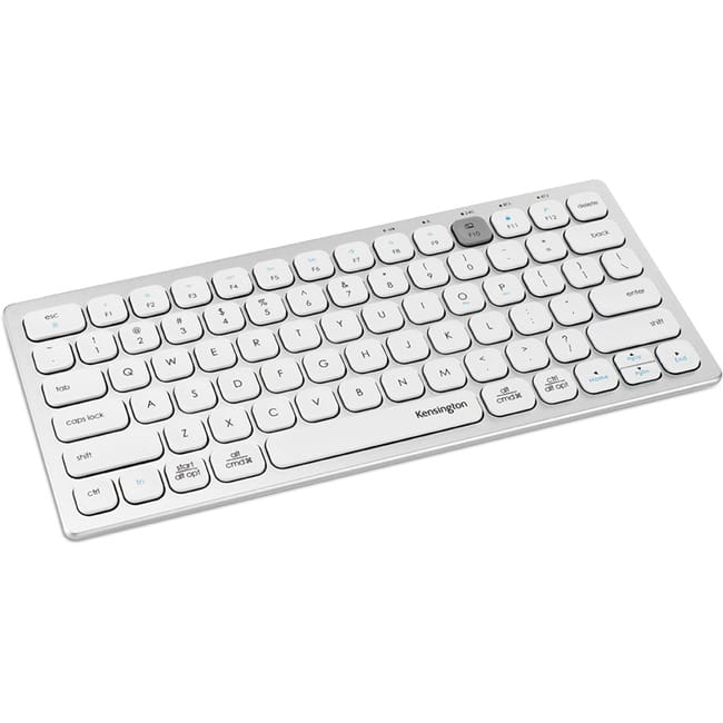 Kensington - Multi-Device Dual Wireless Compact Keyboard - Wireless Connectivity - Bluetooth/RF - 2.40 GHz - Multimedia - Silver