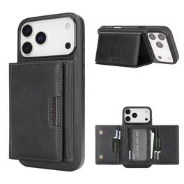 Dteck - 2-in-1 Magnetic Wallet Case for Apple iPhone 17 Pro Max, Shockproof PU Leather Cover with Detachable 7-Card Holder - Black