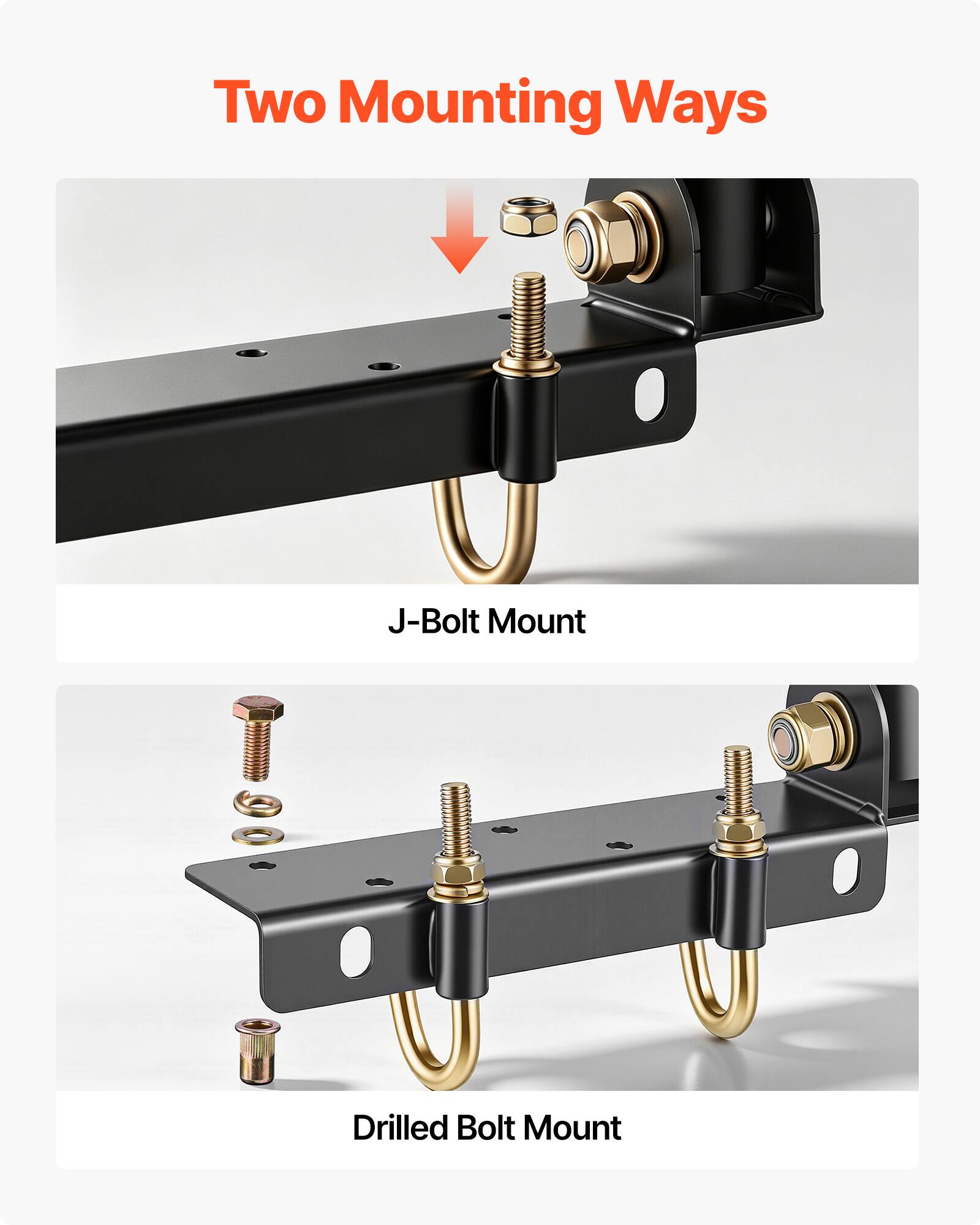 Two Mounting Ways

J-Bolt Mount

Drilled Bolt Mount