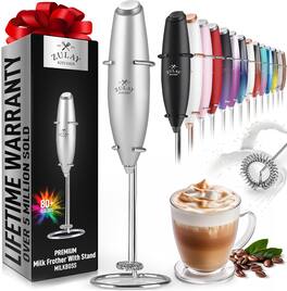 Zulay Kitchen - Powerful Milk Frother Wand - Ultra Fast Handheld Drink Mixer - Silver