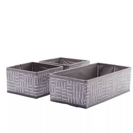 Elle Decor - Set of 3 Fabric Foldable Storage Bins, Stylish, Sturdy, Space-Saving and Collapsible Organizers - Gray